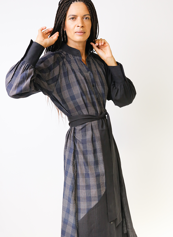 Seek Bazaar | Raf Dress, sapphire plaid + black