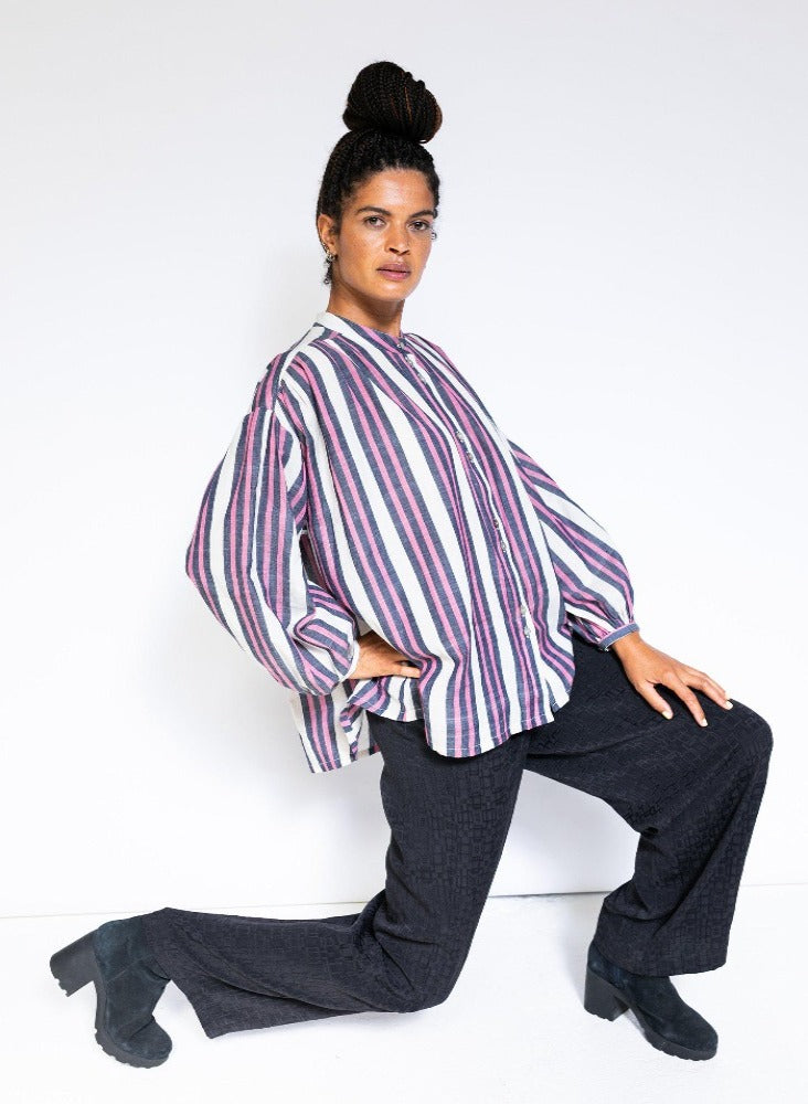 Seek Bazaar | Artist Shirt, fuchsia stripe