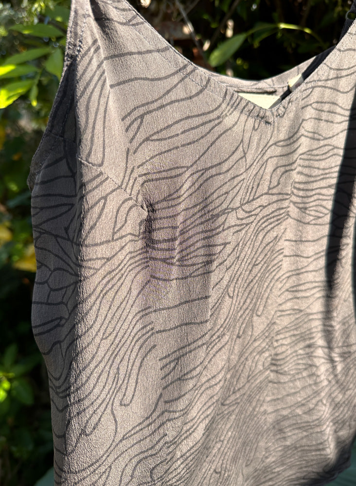 Seek Bazaar | Sun Cami, black + gray topography print