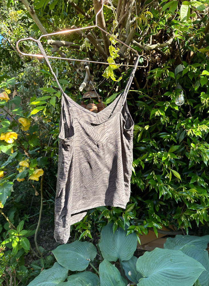 Seek Bazaar | Sun Cami, black + gray topography print