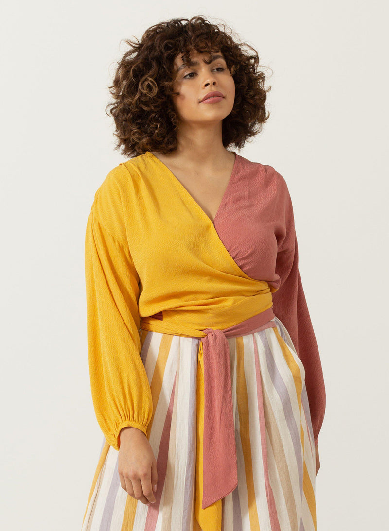Seek Bazaar | Paige Top, sunset silk