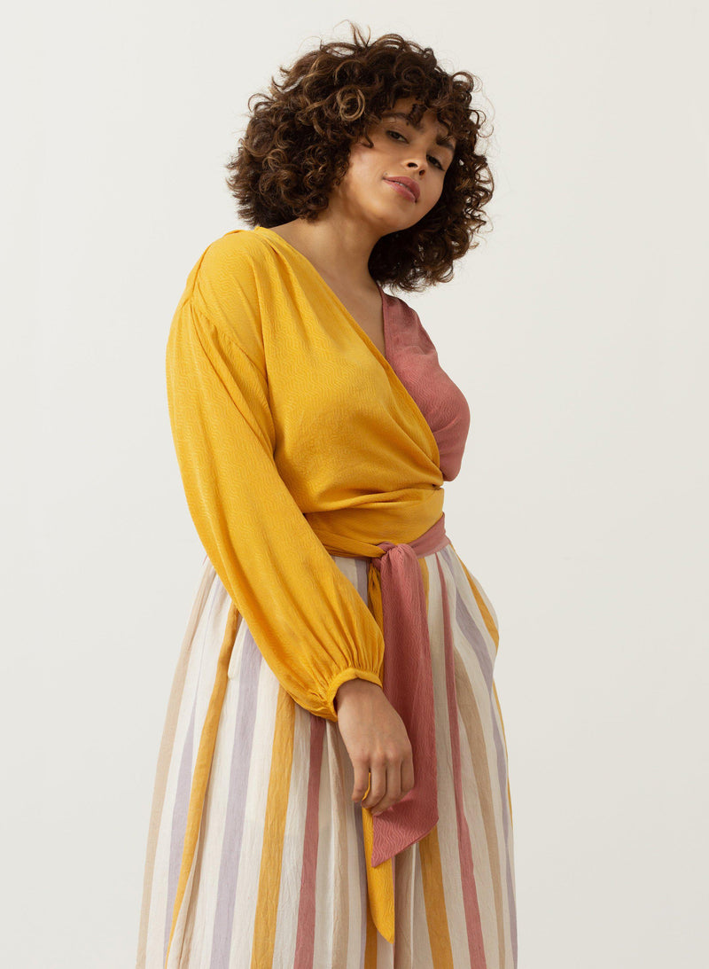 Seek Bazaar | Paige Top, sunset silk