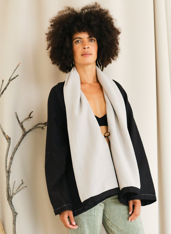 Scarf Cardi, black + gray