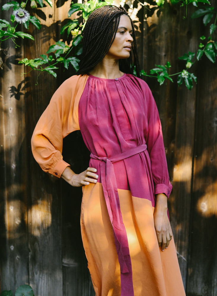 Caz Dress, fuchsia + persimmon