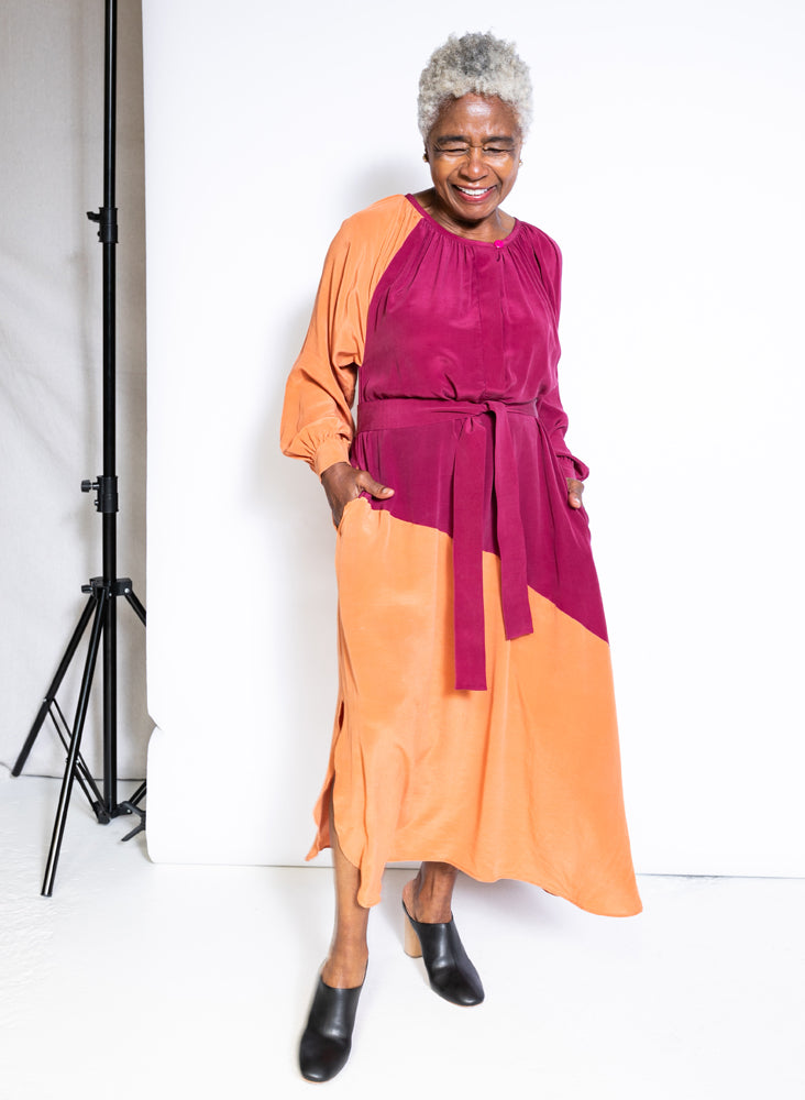 Caz Dress, fuchsia + persimmon