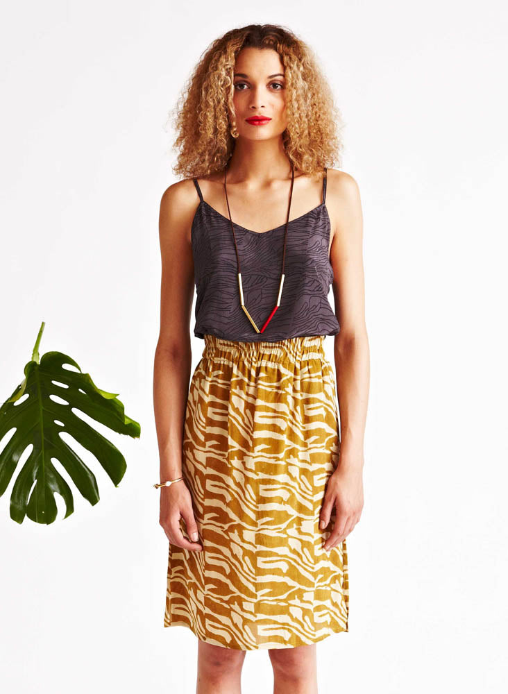 Seek Bazaar | Sun Cami, black + gray topography print