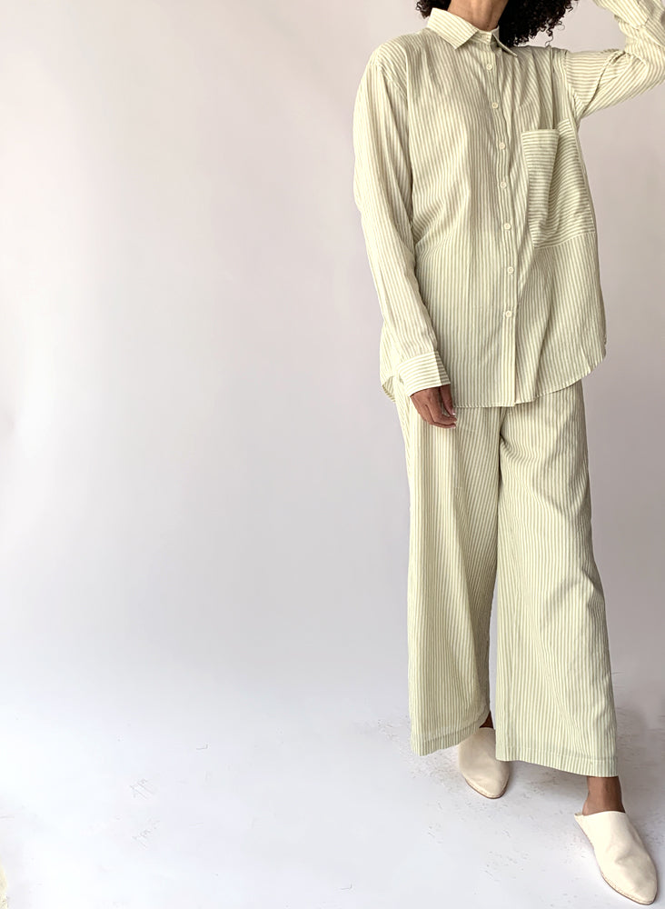 Unisex Page Shirt, matcha stripe