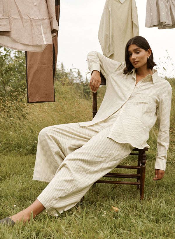 Novel Pants, matcha stripe