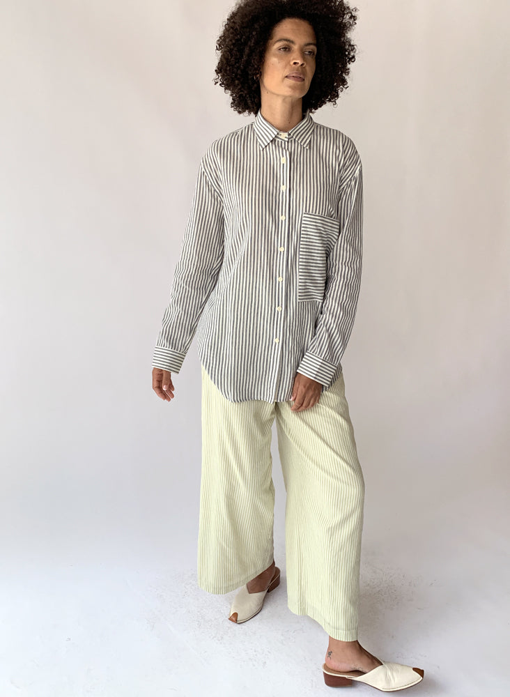 Unisex Page Shirt, navy indigo stripe