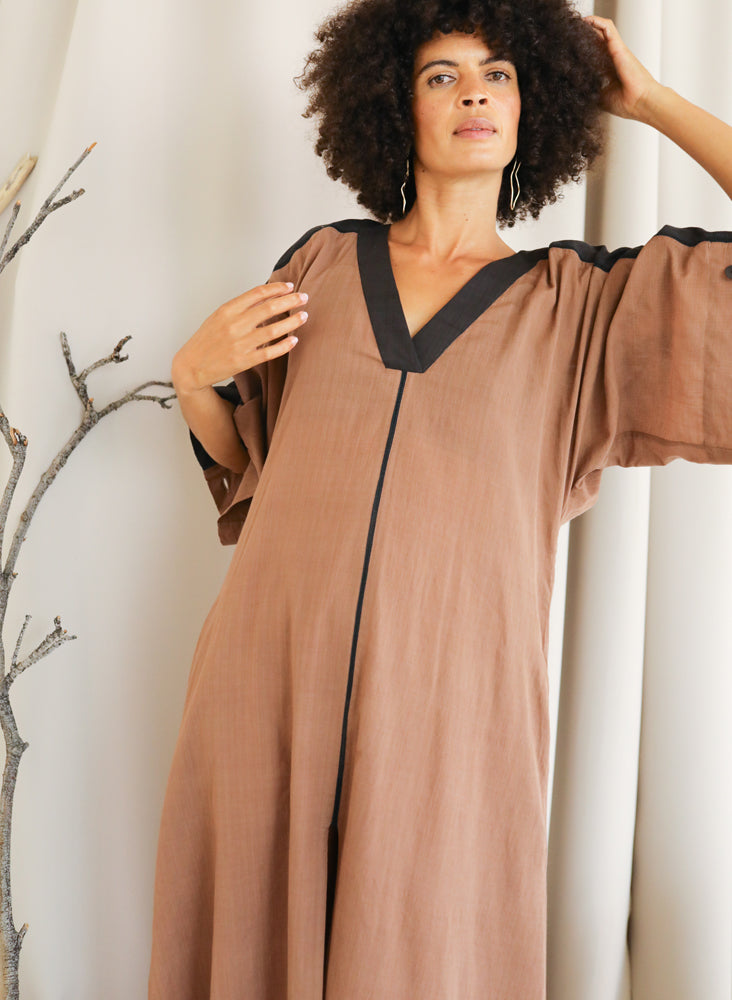 Rhadika Dress, mocha + black