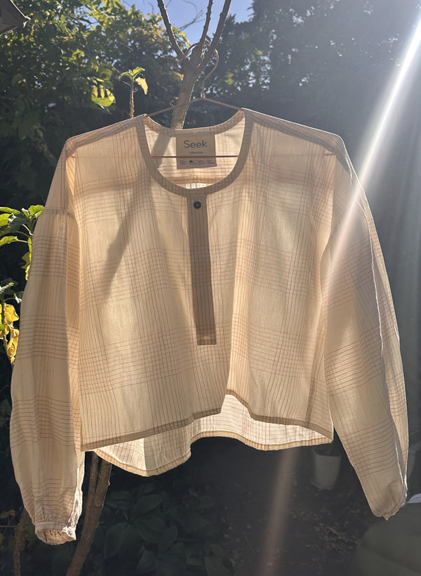 Lilith Shirt, ivory plaid