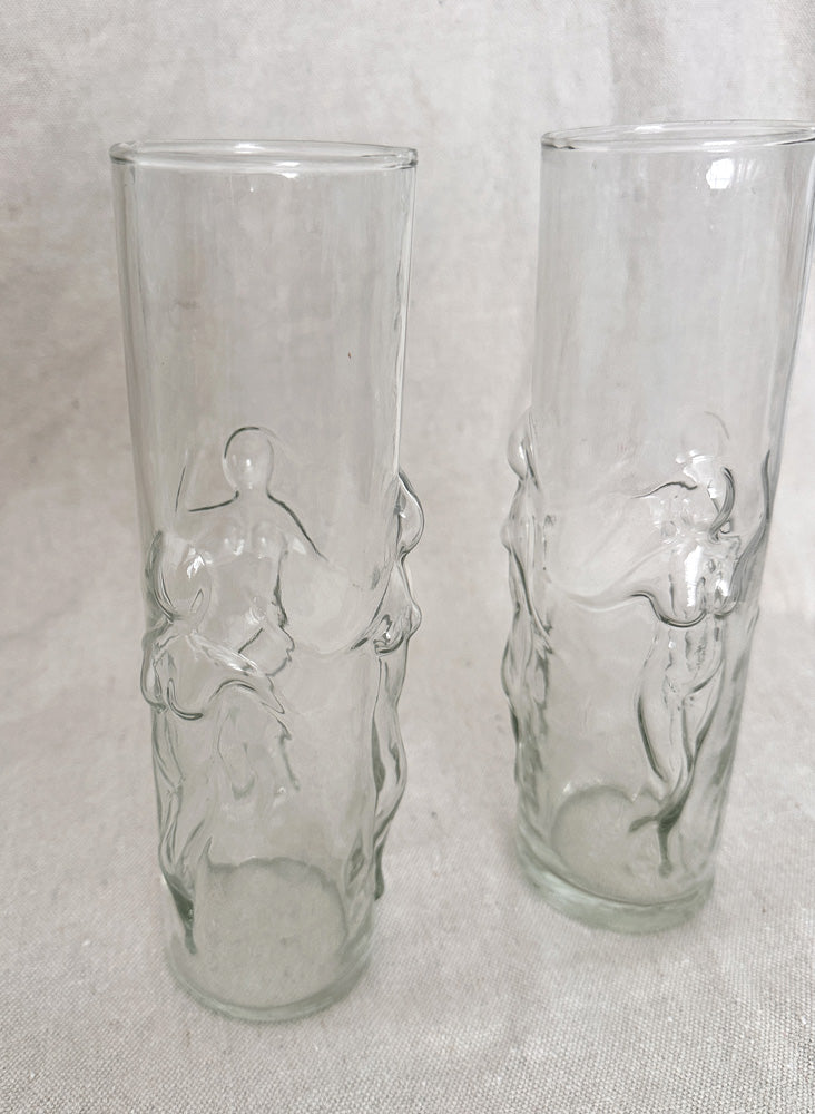 vintage highball glasses, dancing ladies