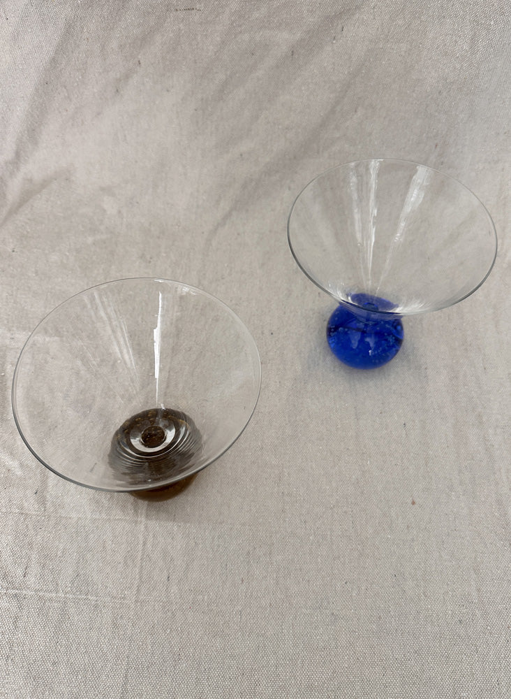 vintage martini glasses, cobalt + sepia