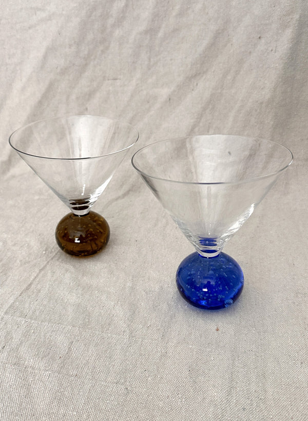 vintage martini glasses, cobalt + sepia
