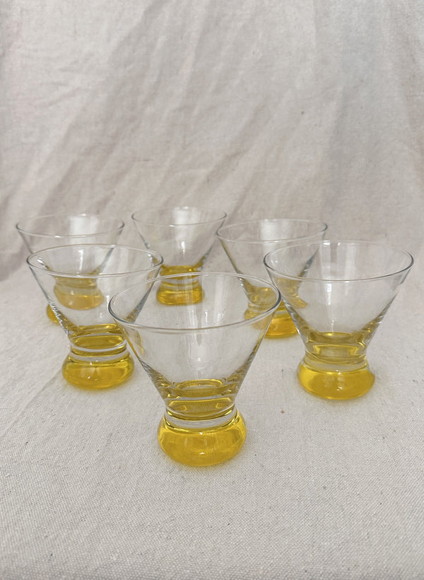 vintage martini glasses, yellow