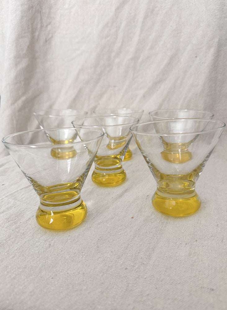 vintage martini glasses, yellow