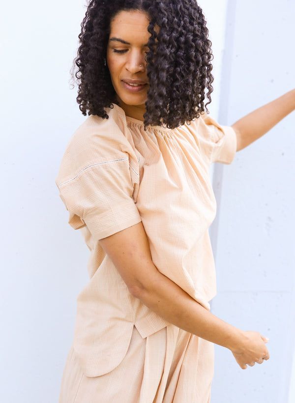 Tanya Top, latte plaid