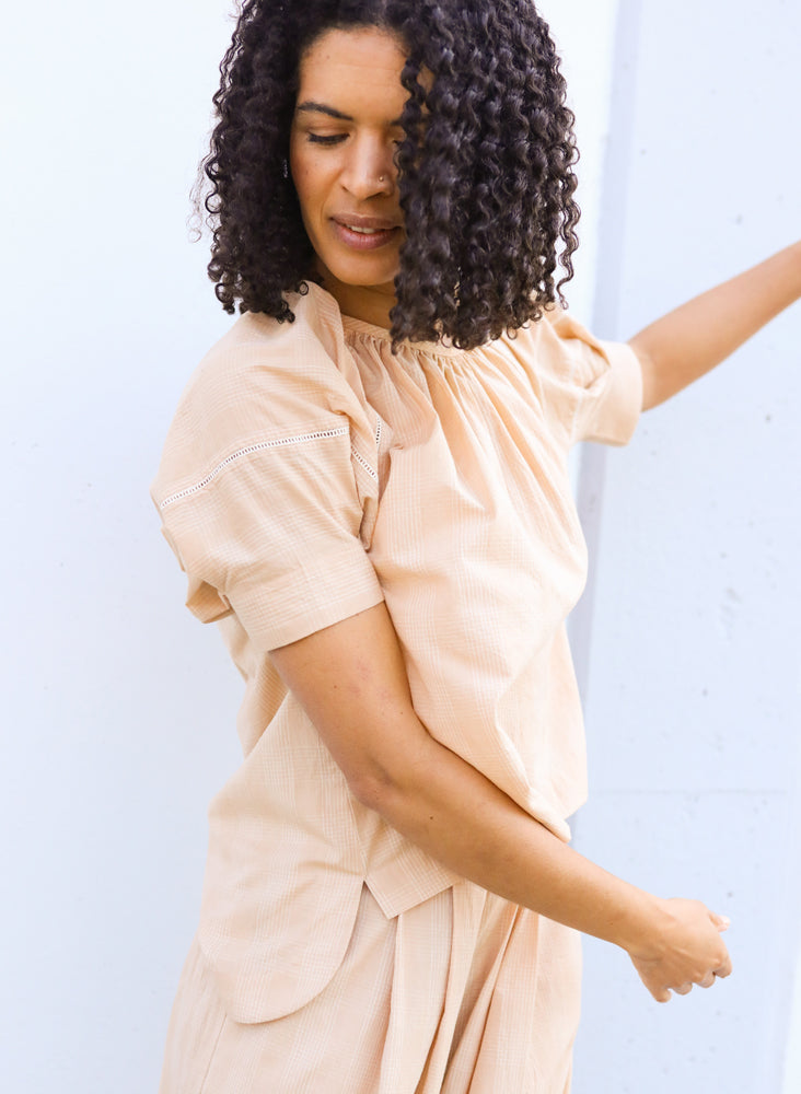 Tanya Top, latte plaid