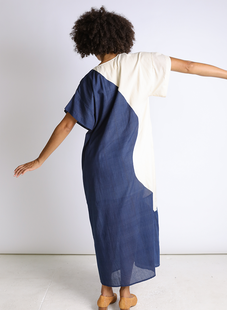 Arati Dress, navy + natural