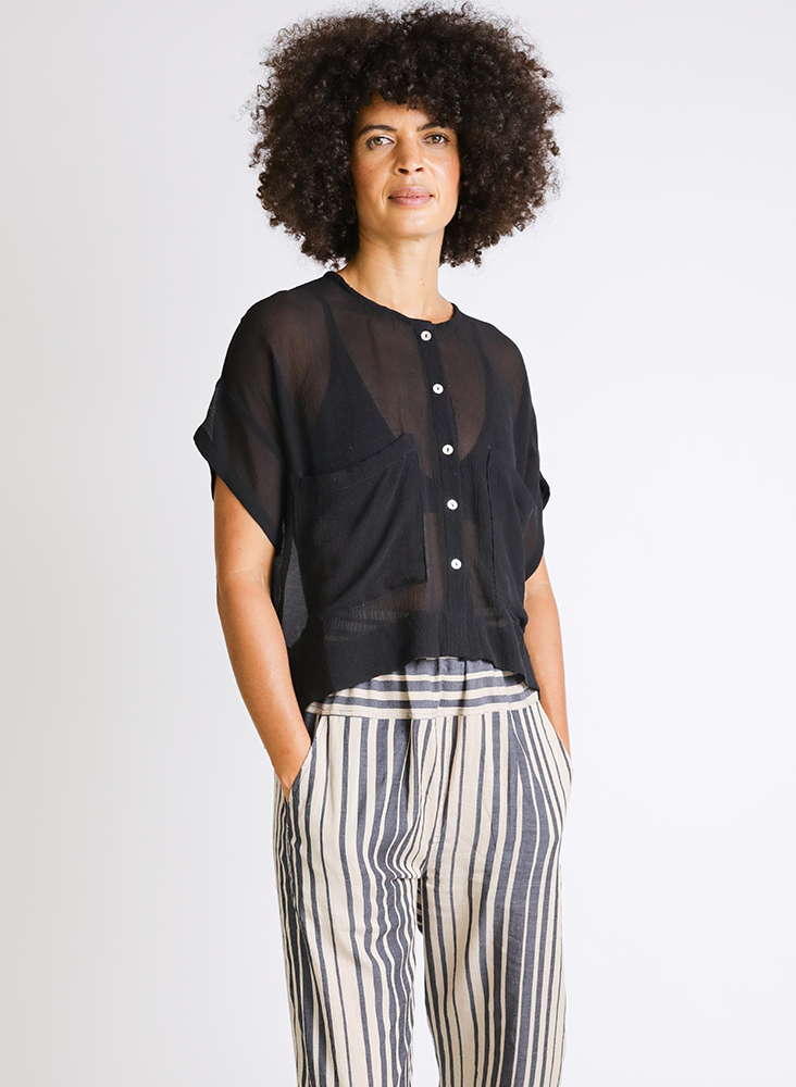 Megan Shirt, black silk chiffon