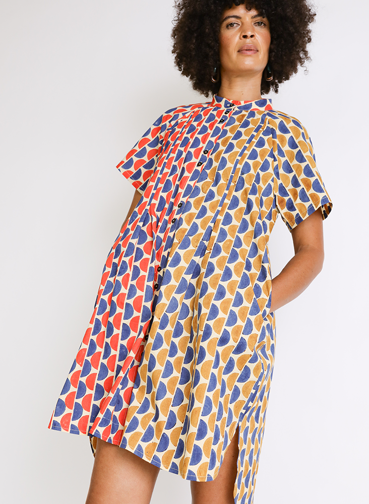 Brenna Dress, halves block print
