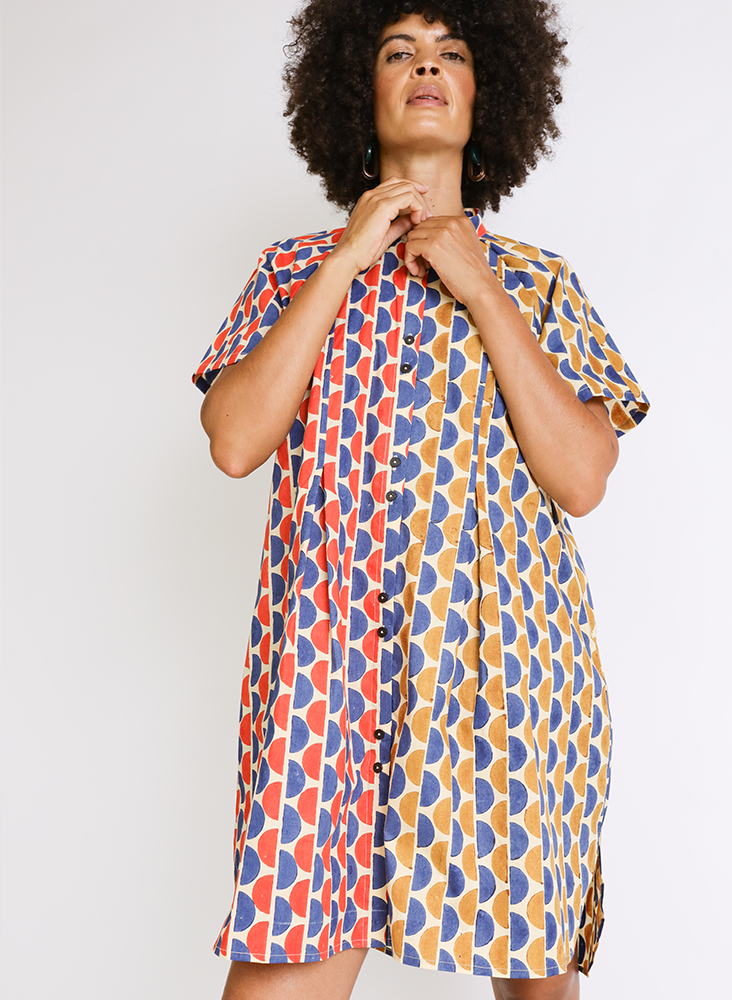 Brenna Dress, halves block print