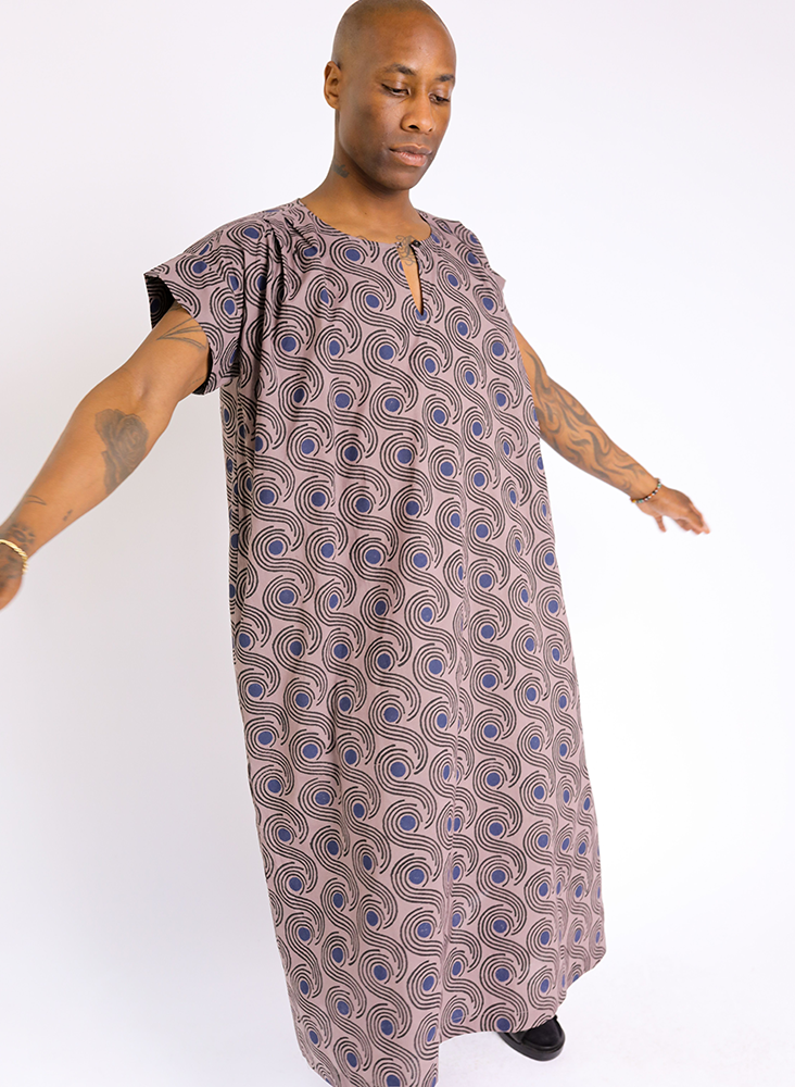 Unisex Dee Caftan, mocha swirls