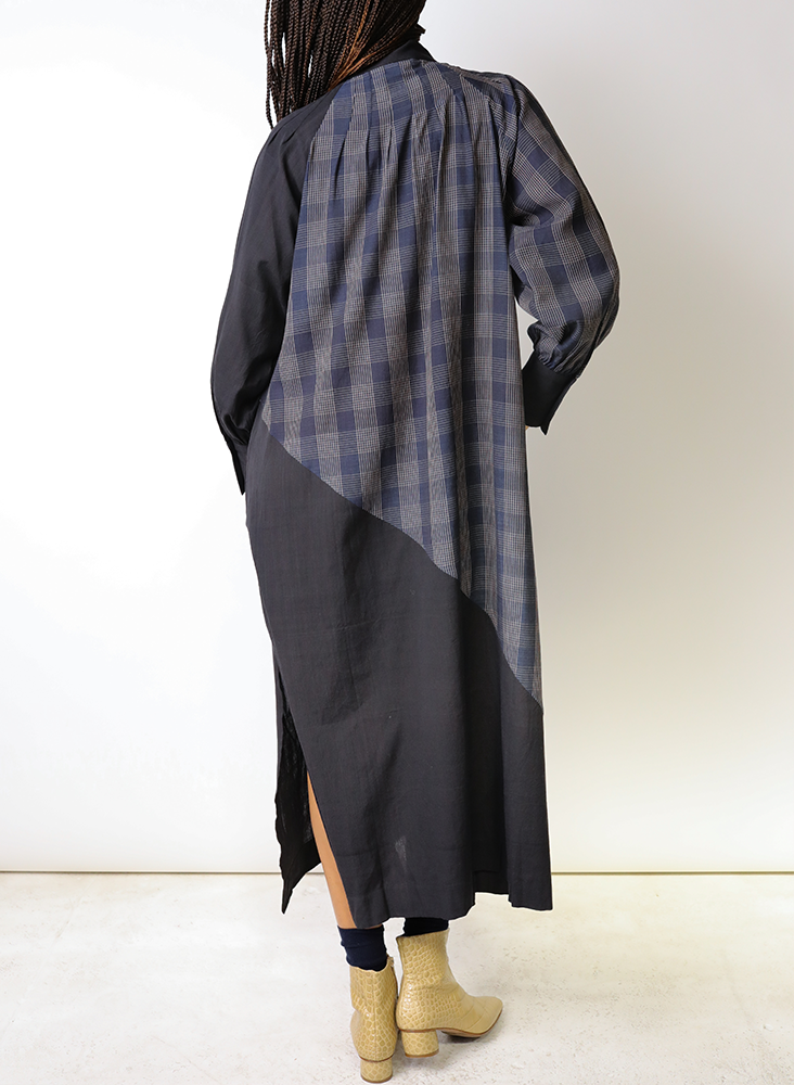 Raf Dress, sapphire plaid + black