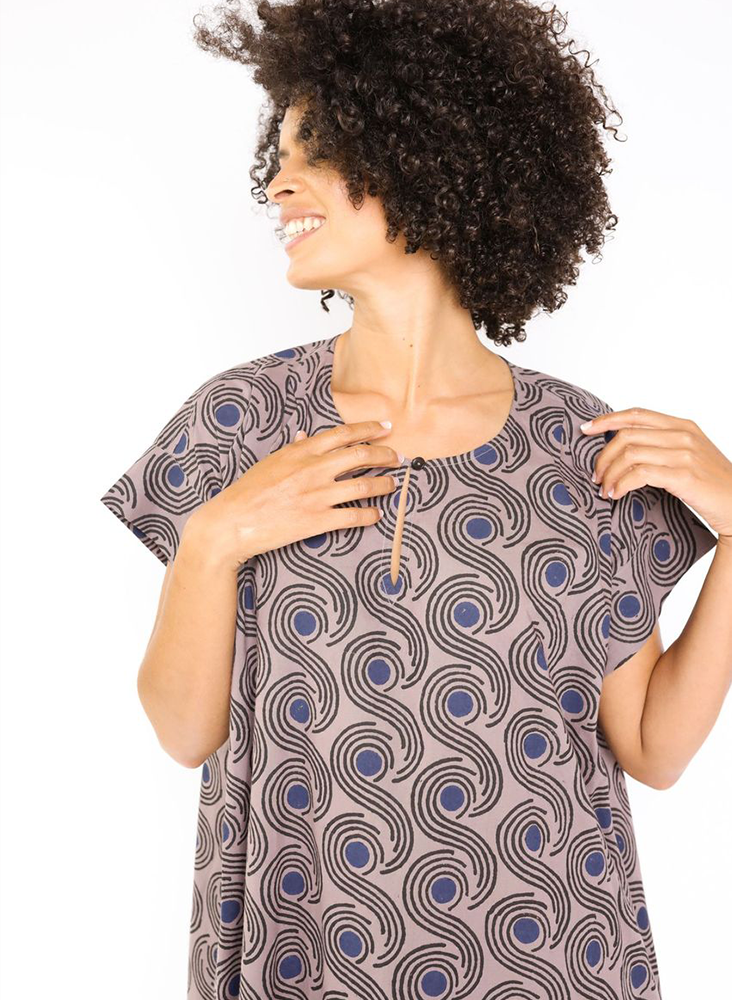 Unisex Dee Caftan, mocha swirls