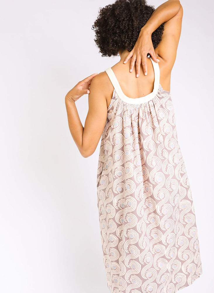 Athens Dress, taupe swirls