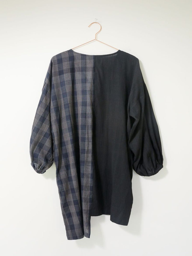 Katie Tunic, sapphire plaid + black