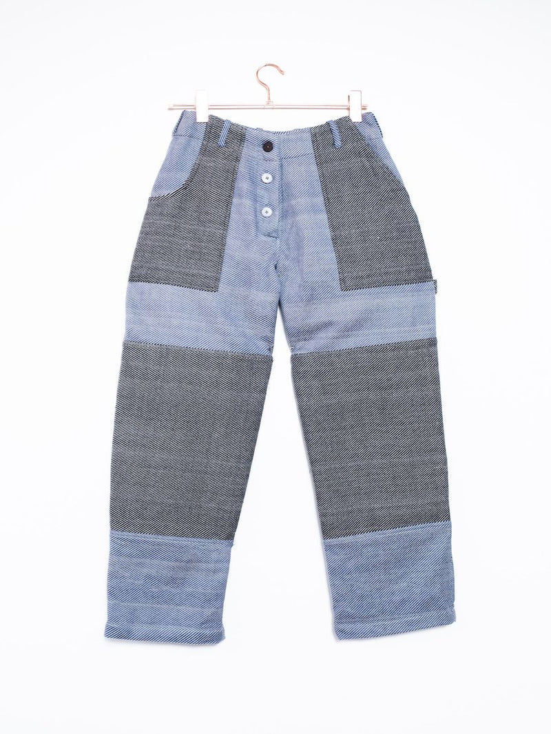 Terrain Pants, black + blue recycled twill