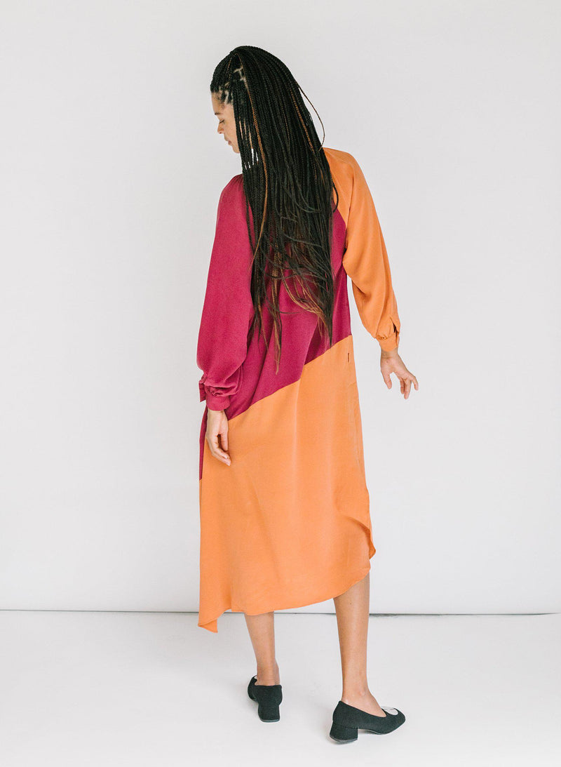 Caz Dress, fuchsia + persimmon