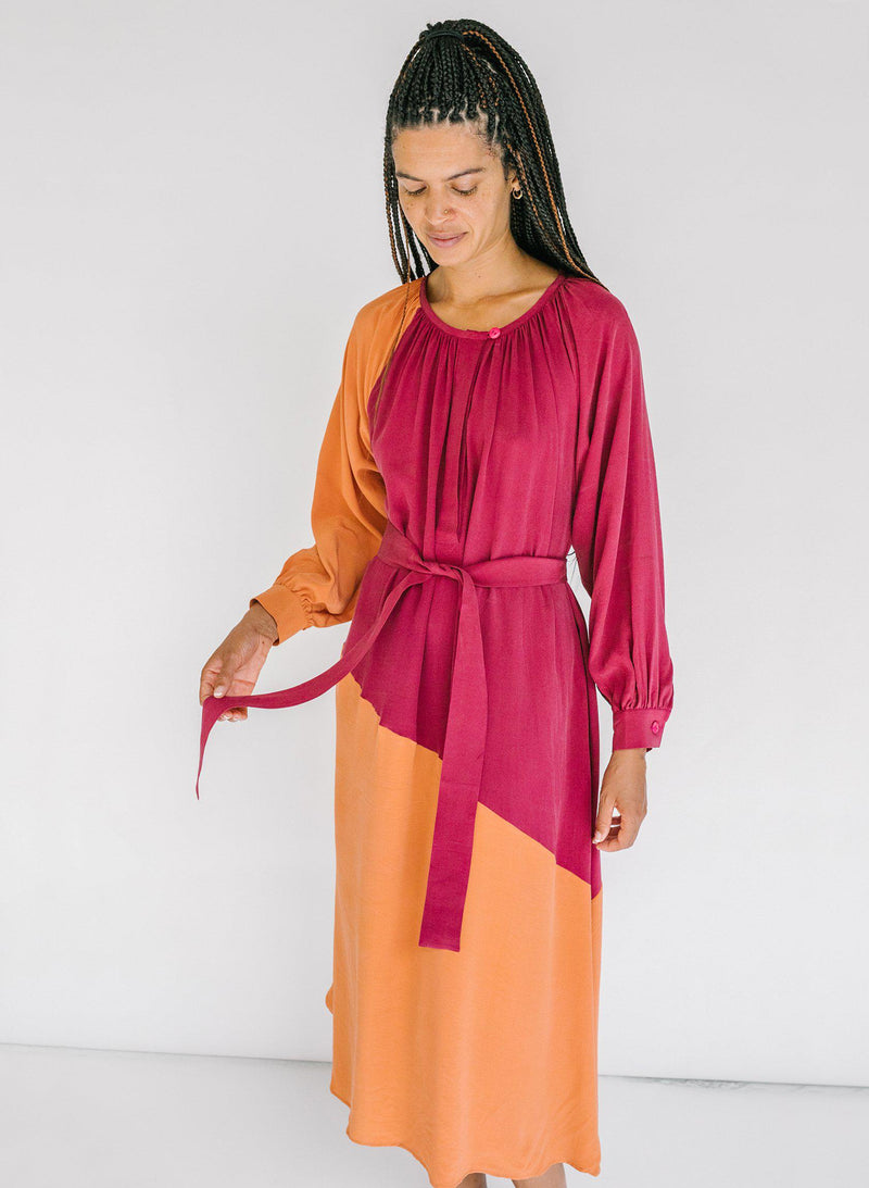 Caz Dress, fuchsia + persimmon