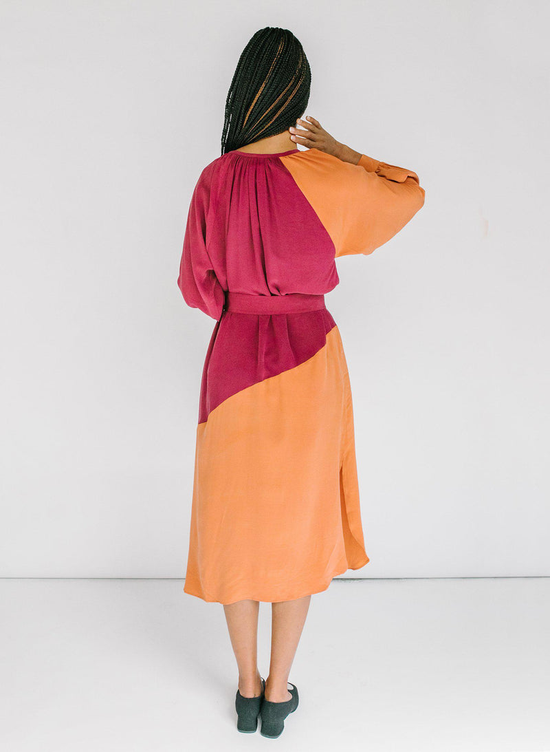 Caz Dress, fuchsia + persimmon