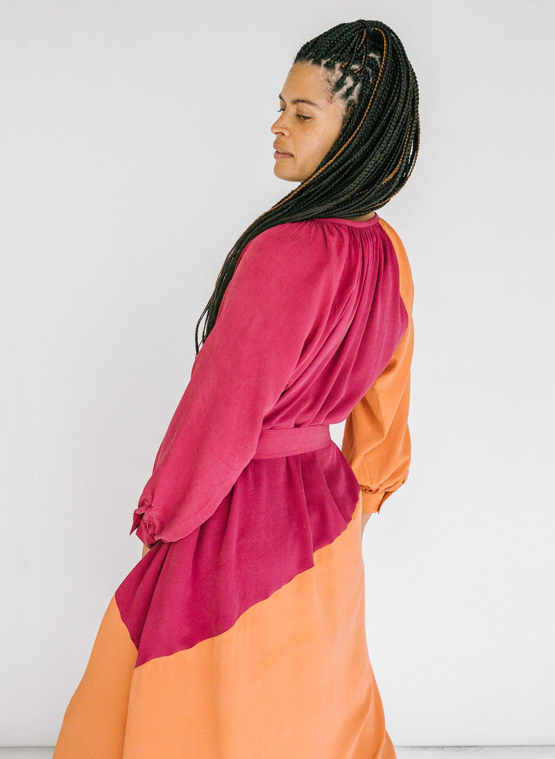 Caz Dress, fuchsia + persimmon