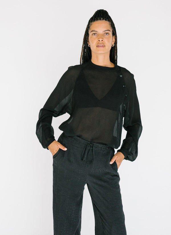 Deva Shirt, black silk chiffon