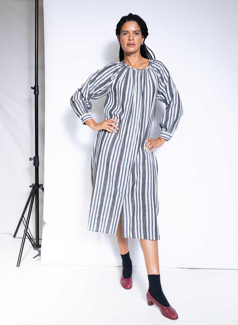 Caz Dress, silver stripe