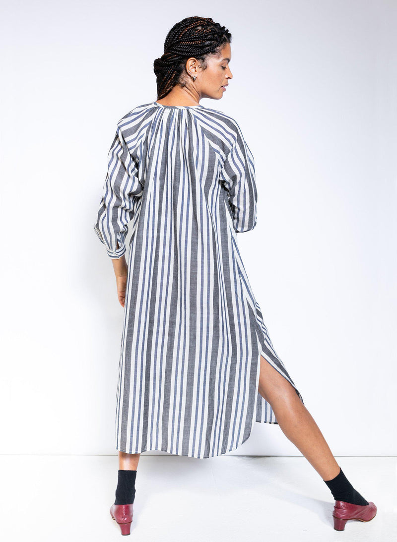 Caz Dress, silver stripe