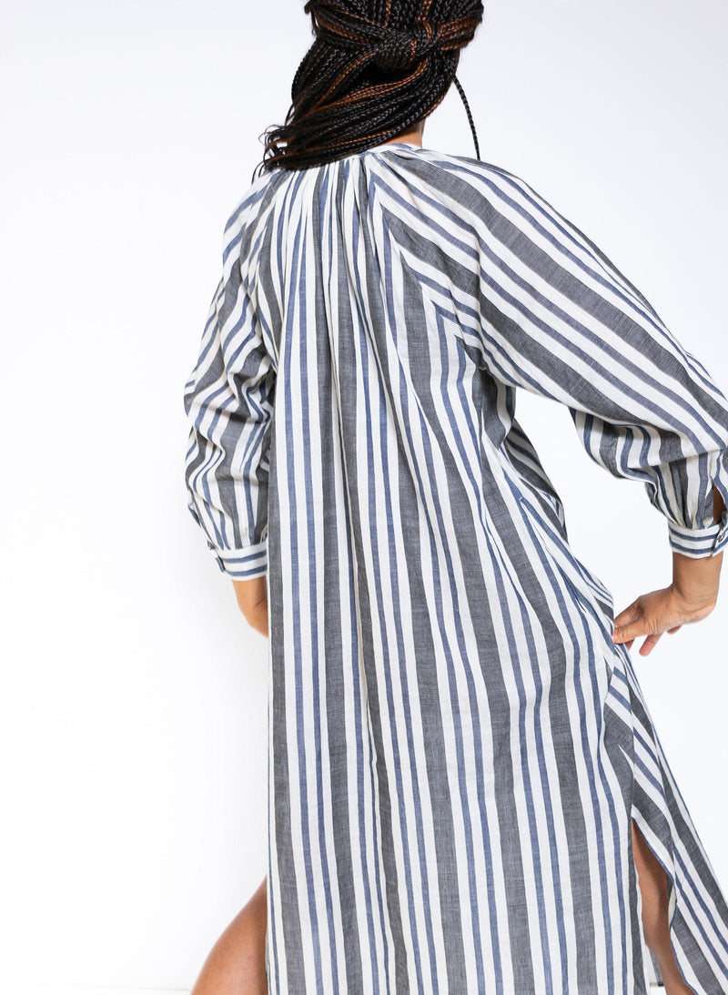 Caz Dress, silver stripe