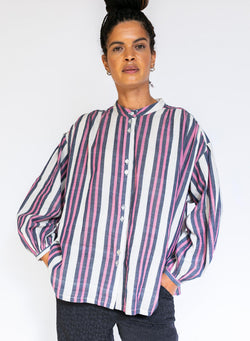 Artist Shirt, fuchsia stripe