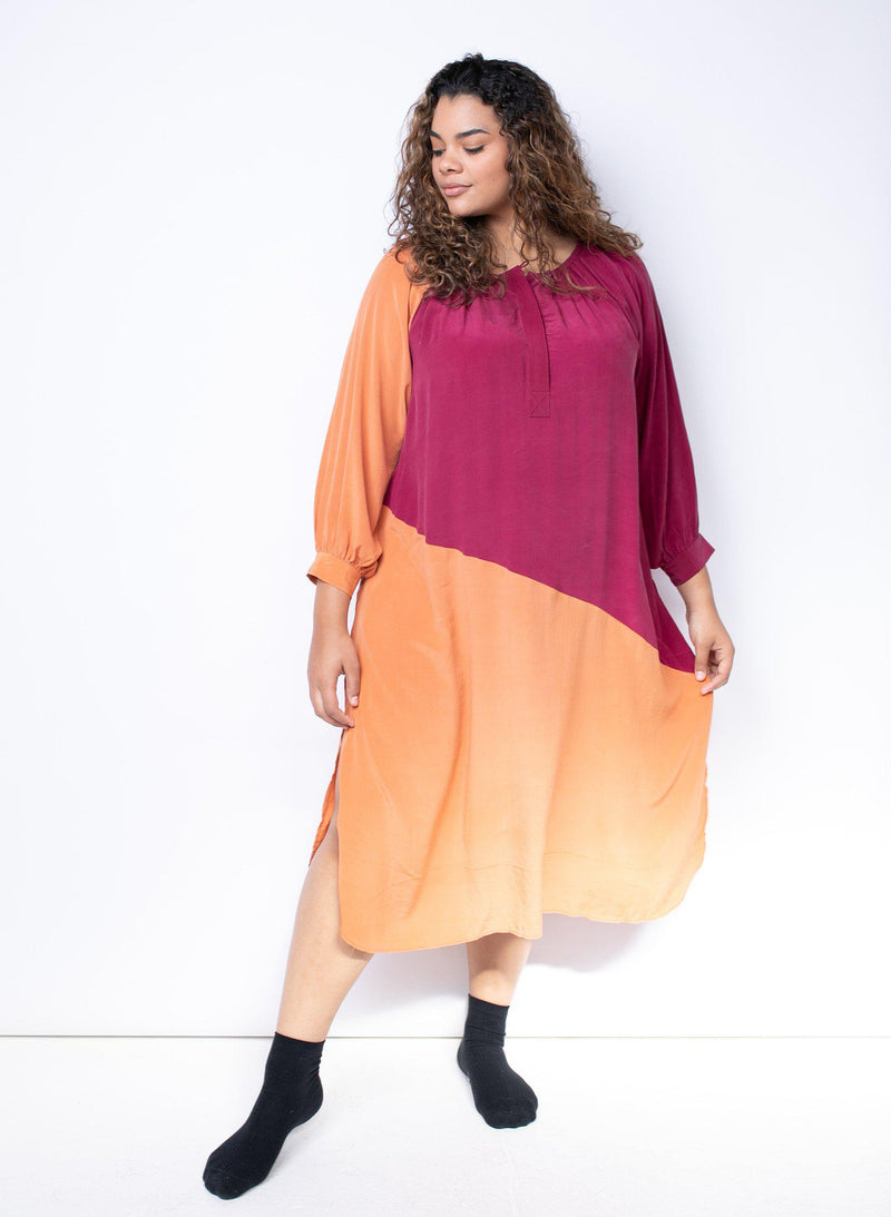 Caz Dress, fuchsia + persimmon