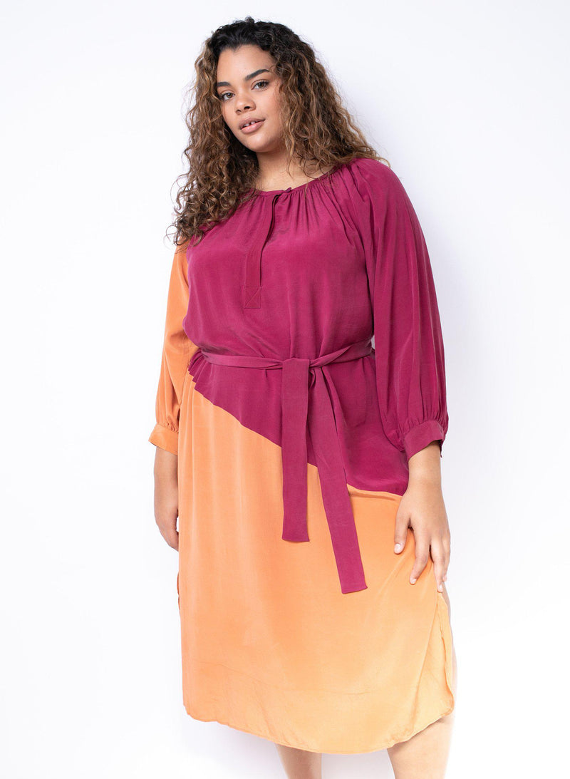 Caz Dress, fuchsia + persimmon