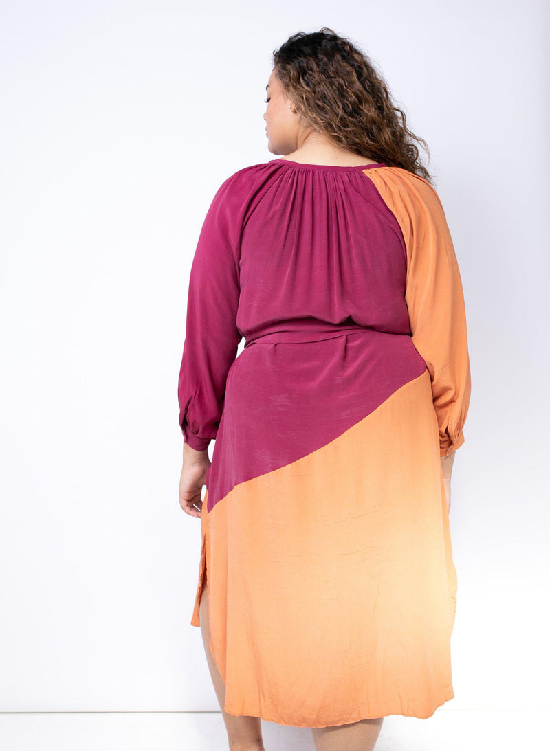 Caz Dress, fuchsia + persimmon