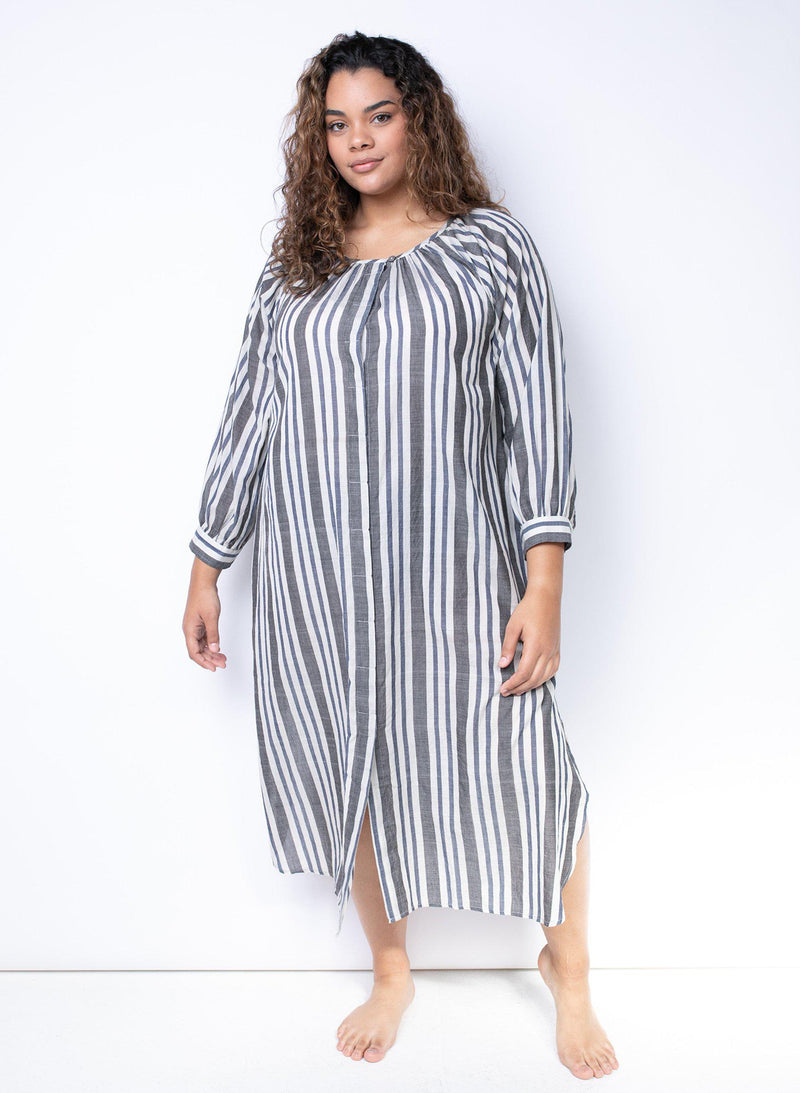 Caz Dress, silver stripe