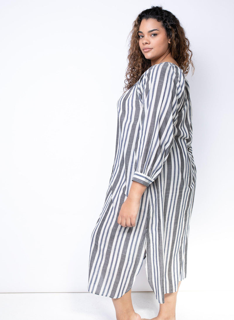 Caz Dress, silver stripe