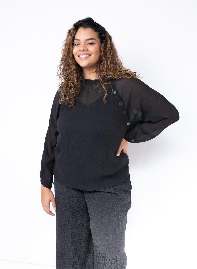 Deva Shirt, black silk chiffon