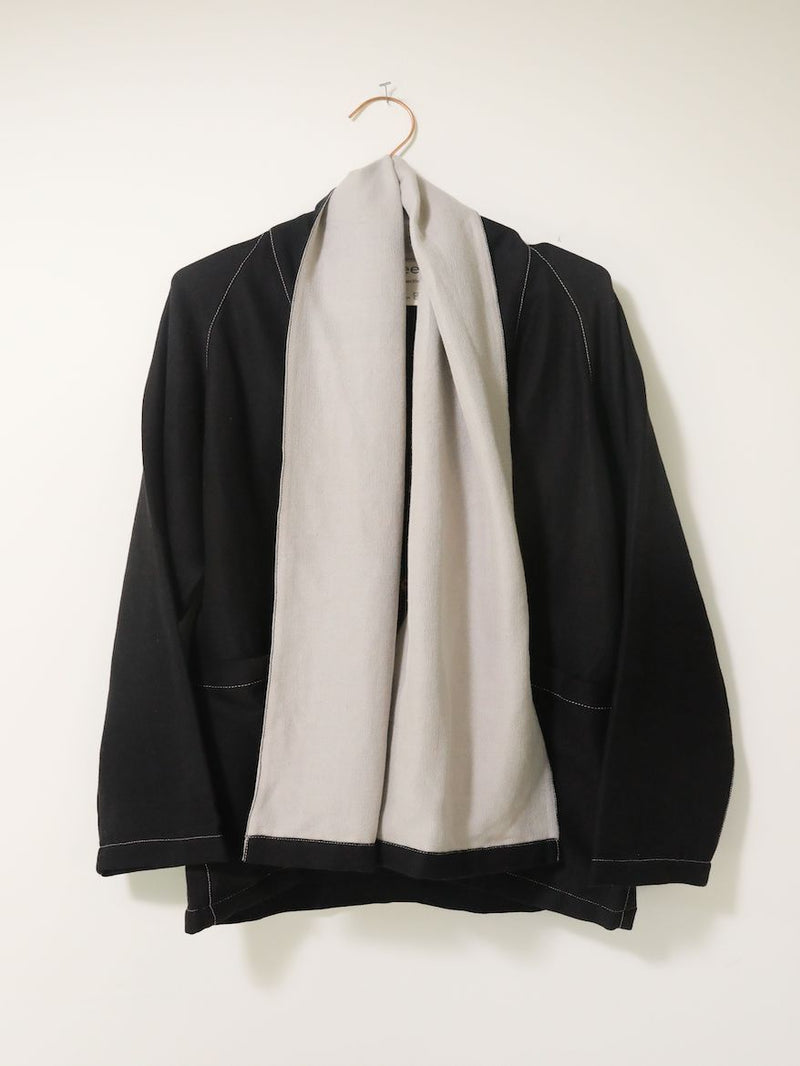 Scarf Cardi, black + gray