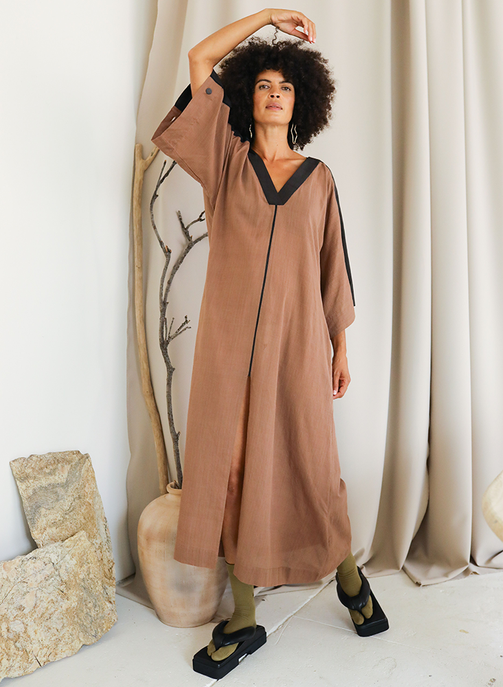 Rhadika Dress, mocha + black