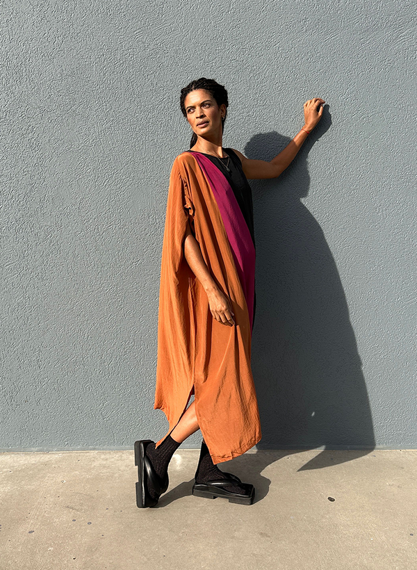 Thanh Dress, silk color block